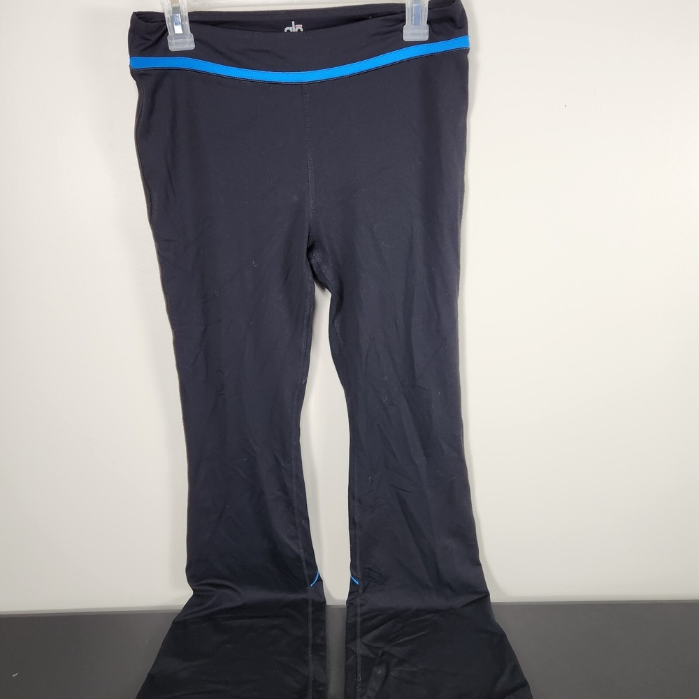Alo Yoga Flare Leggings Black Blue Contrast Trim Bootcut Yoga Pants Women Medium - Picture 2 of 8